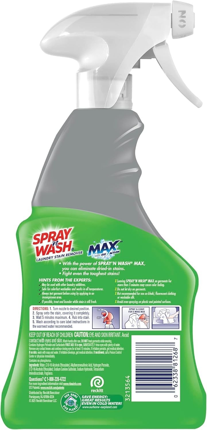 Spray ‘N Wash Max Laundry Strain Remover 16 oz, Packaging may vary