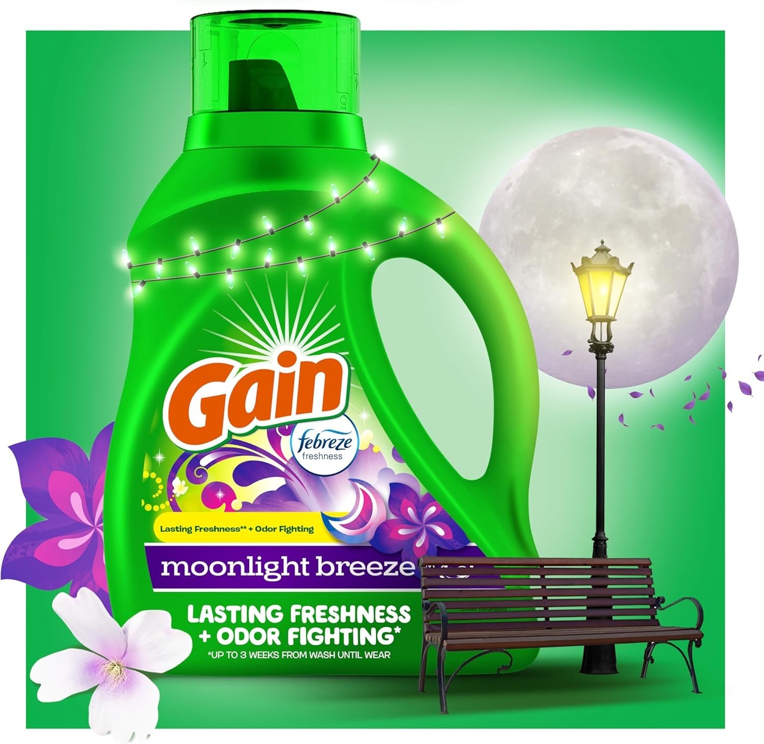 Gain + Aroma Boost Liquid Laundry Detergent, Moonlight Breeze Scent, 107 Loads,