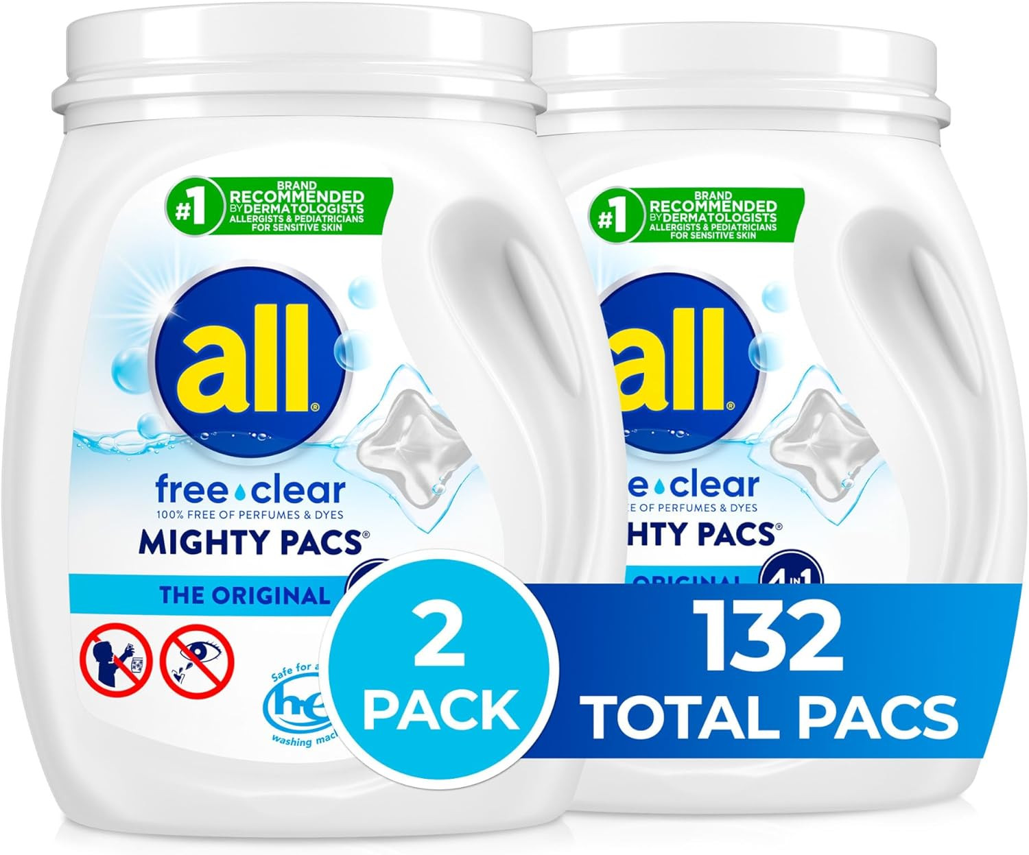 Mighty Pacs with Stainlifters Free Clear Laundry Detergent, Free Clear for Sensi