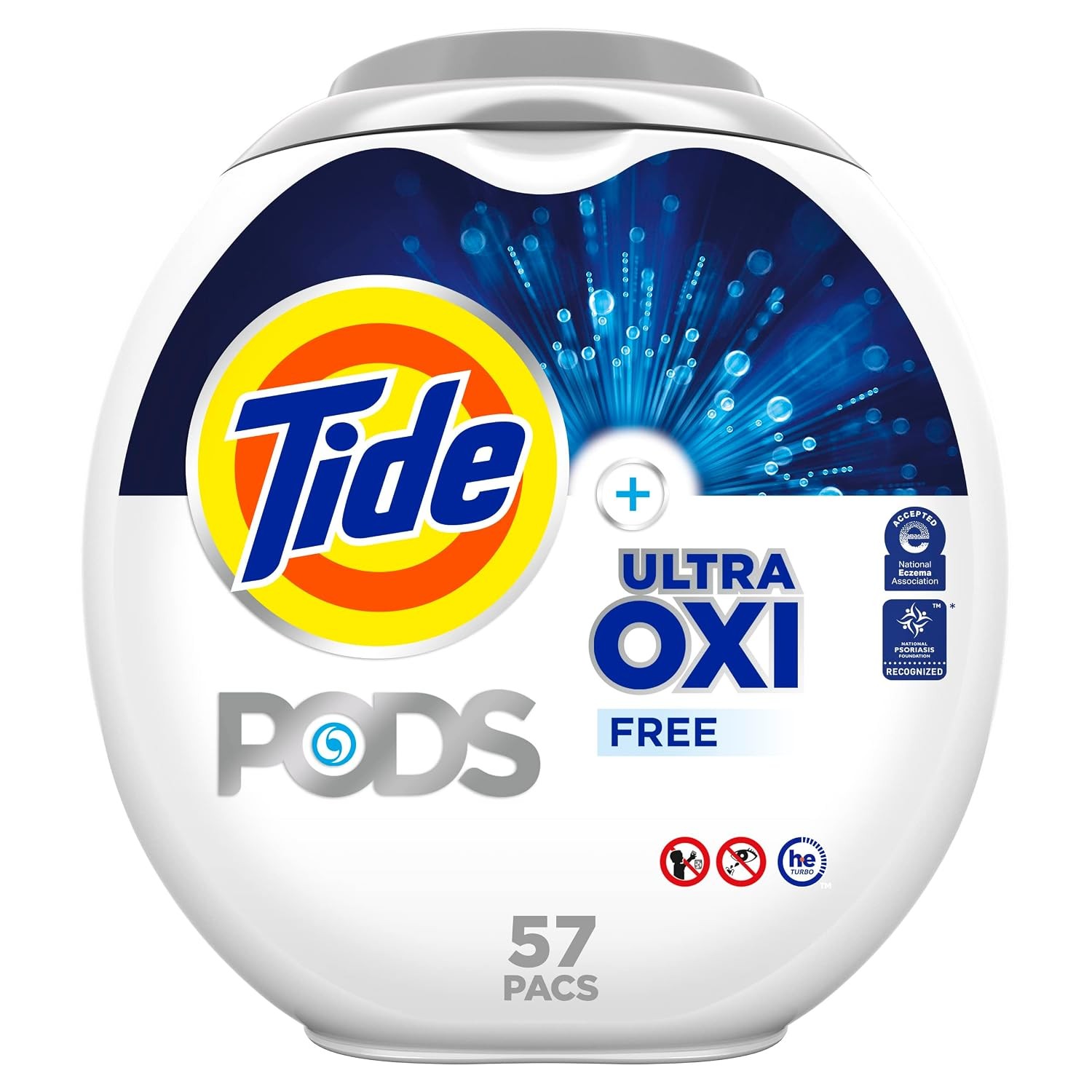 Tide PODS Ultra Oxi Free and Gentle Laundry Detergent Packs, 57 Count, Hypoaller