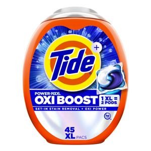 Tide Oxi Boost Power PODS Laundry Detergent Pacs, 45 Count, Set-In Stain Removal