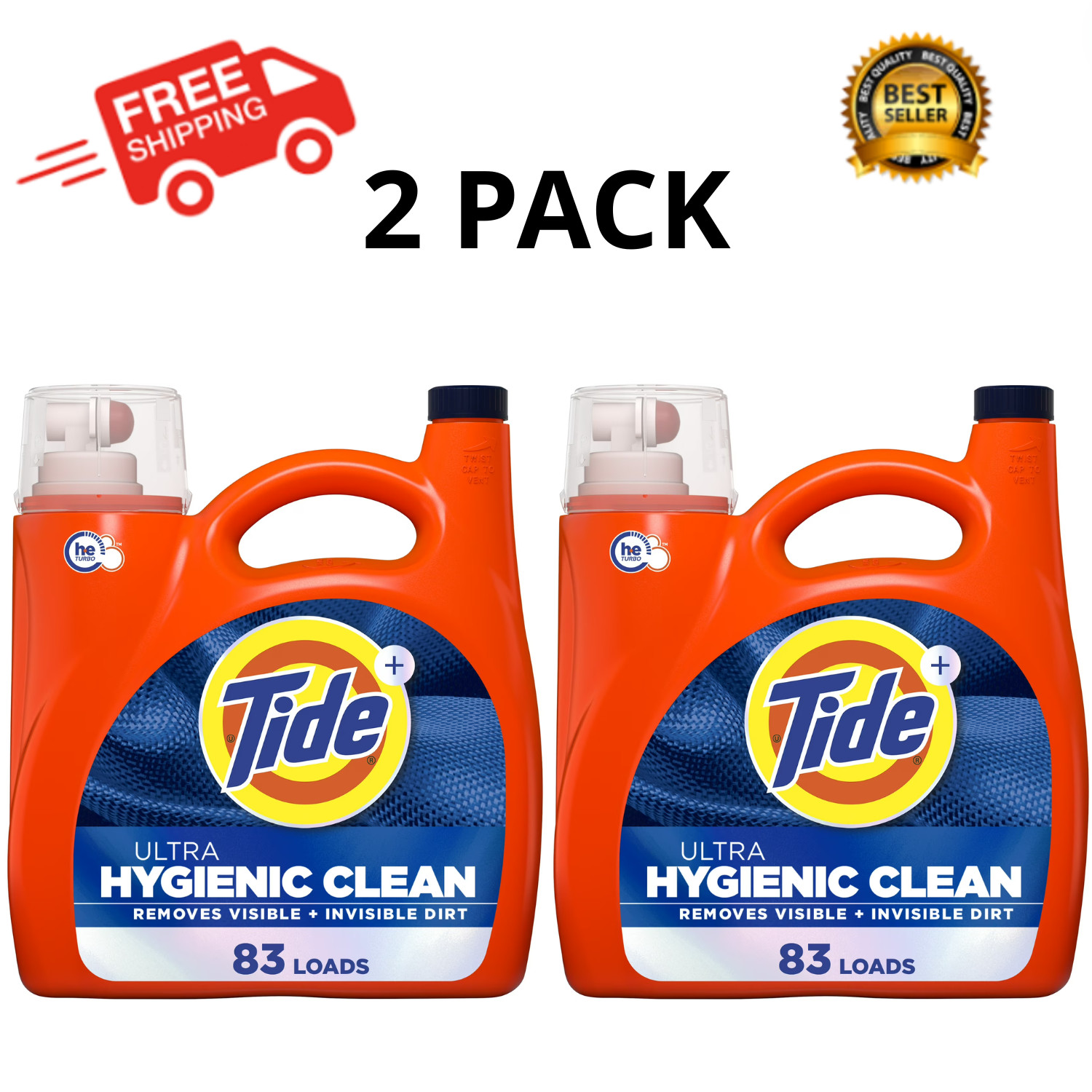 Tide Ultra Hygienic Clean Original Liquid Detergent 117 fl oz 83 Loads, 2 Pack