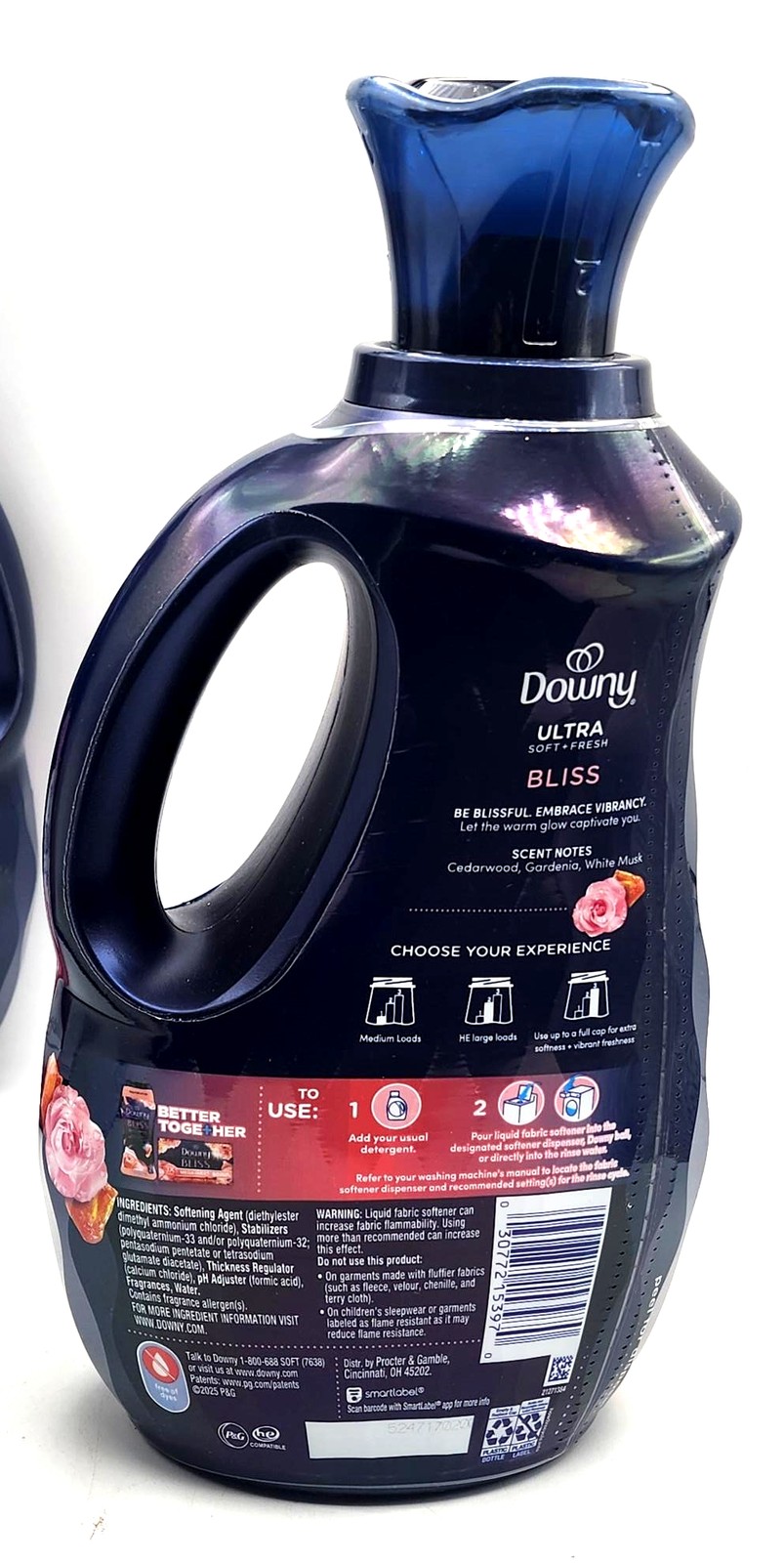 2 Downy ULTRA BLISS Sparking Amber & Rose Fabric Conditioner Softener 44 oz Ea