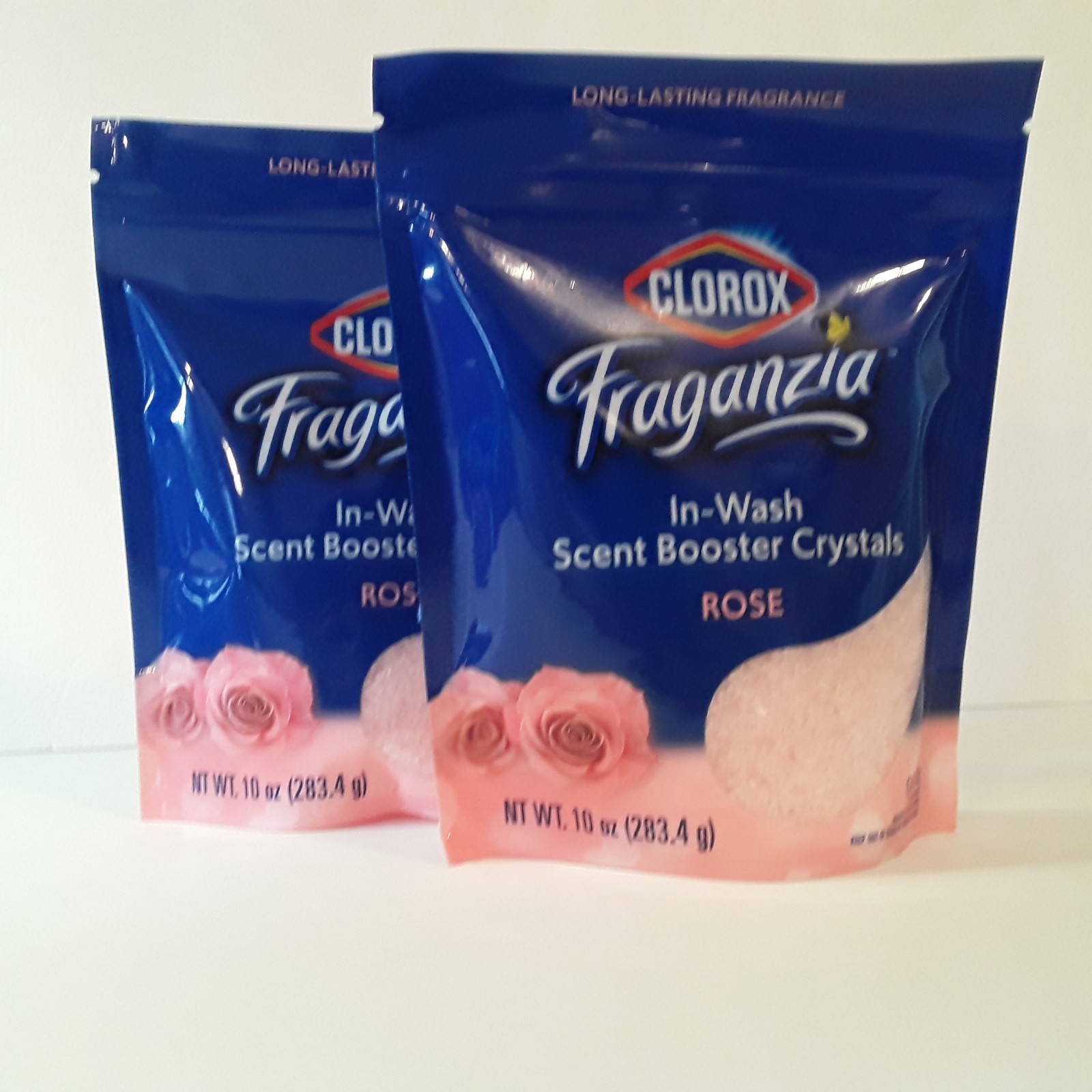 Fraganzia Clorox, In- Wash Rose Scent Booster Crystals Lot of 2- 10 oz ea.