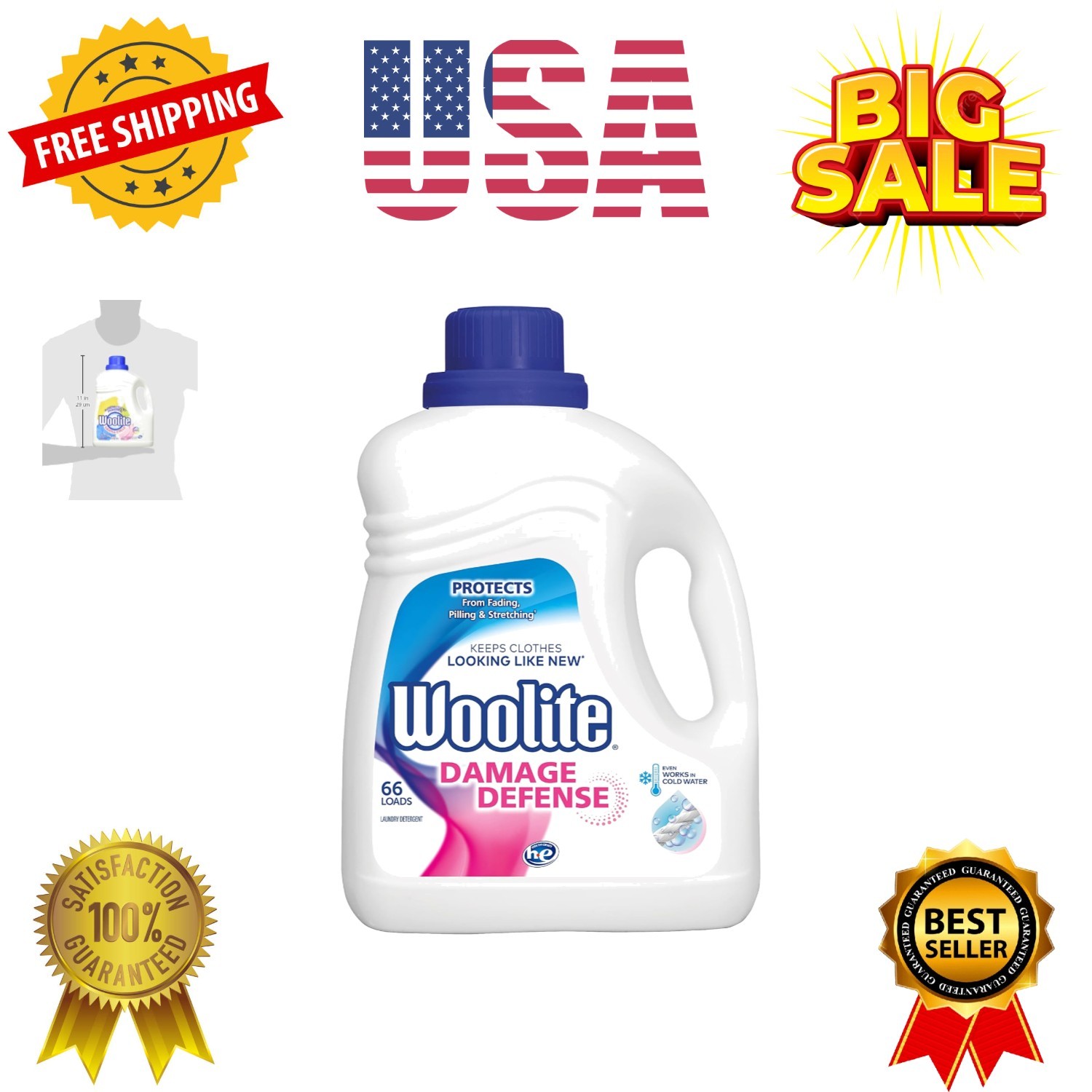 All Clothes Liquid Laundry Detergent, 66 Loads, Gentle Cycle, Regular & HE Wa…