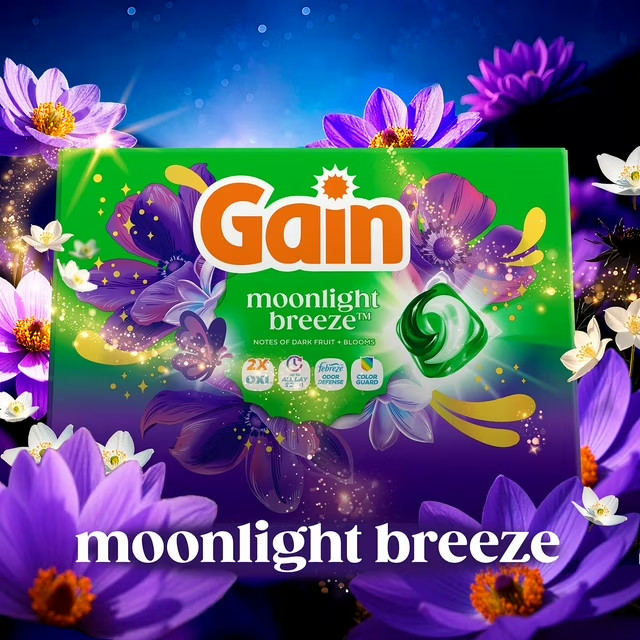 (2PACK) Gain Flings 4 in 1 Laundry Detergent Pacs, Moonlight Breeze, 152 ct