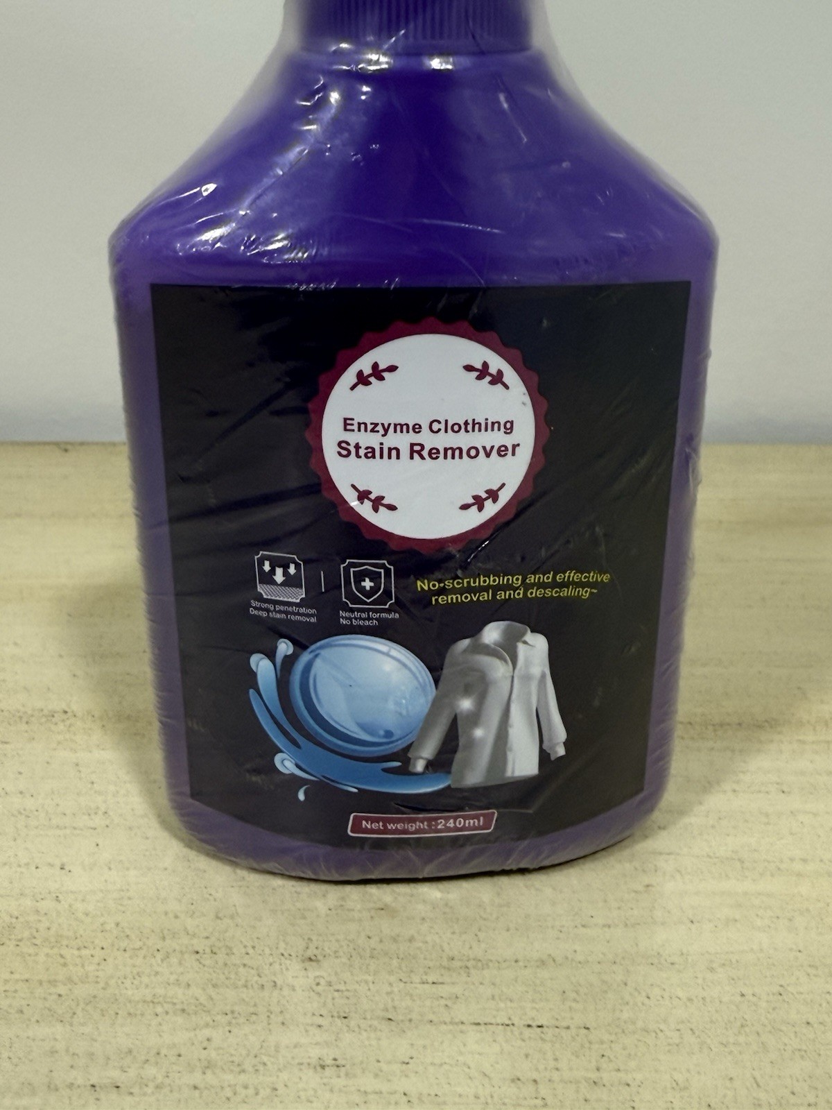 Enzyme Clothing Stain Remover Liquid 240ml No Bleach Purple for Fabric