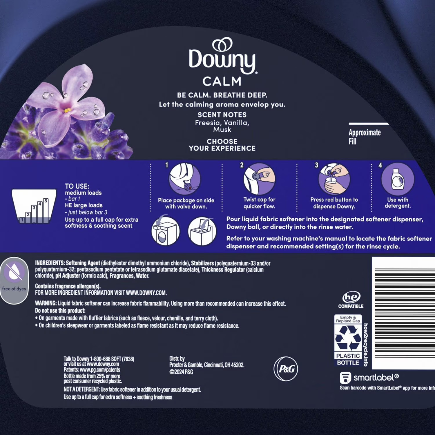Downy Ultra Soft + Calm Fabric Softener 111 oz 164 Loads Lavender