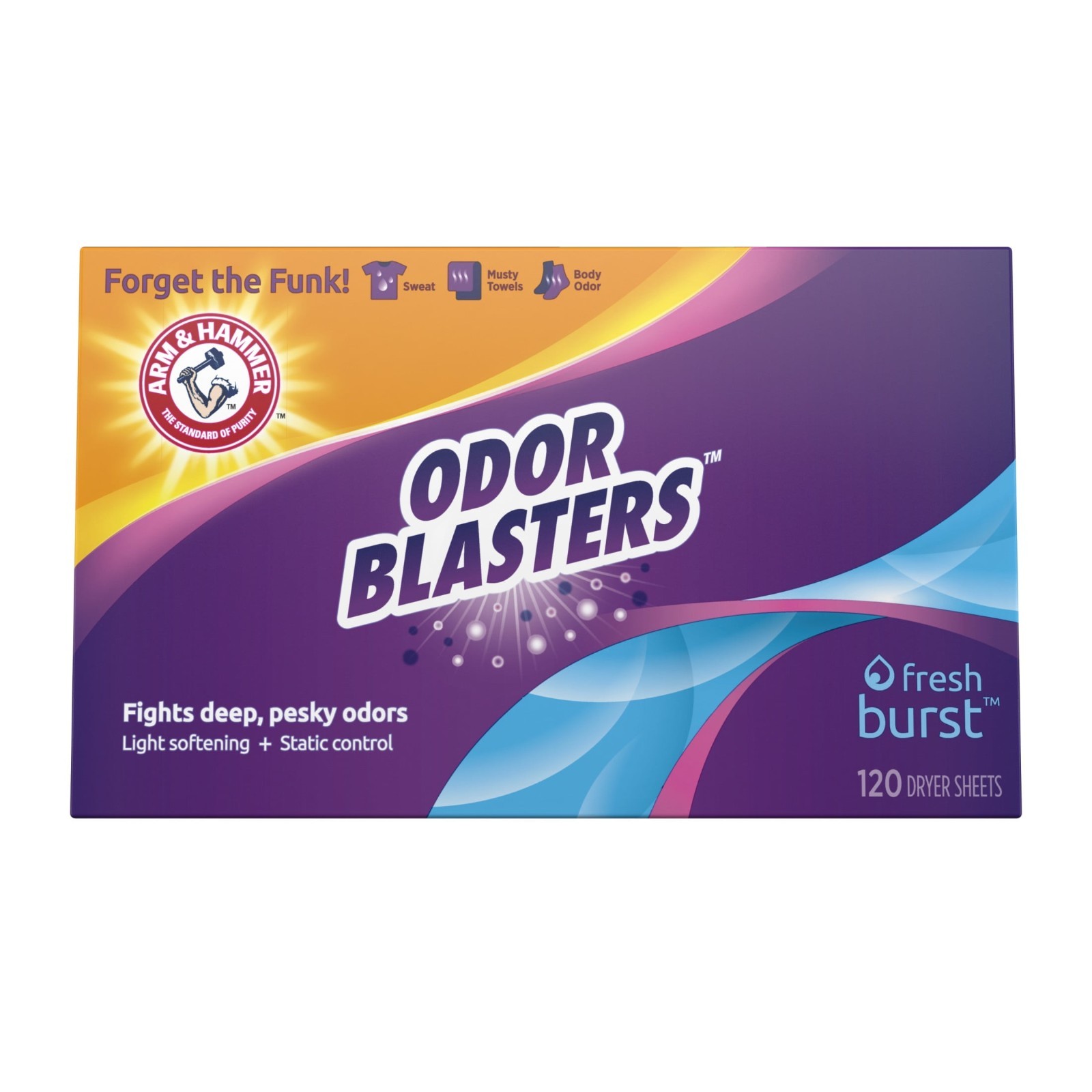 Arm & Hammer Odor Blaster Dryer Sheets, Fresh Burst, 120 Ct ( Pack 4, 480 Ct )