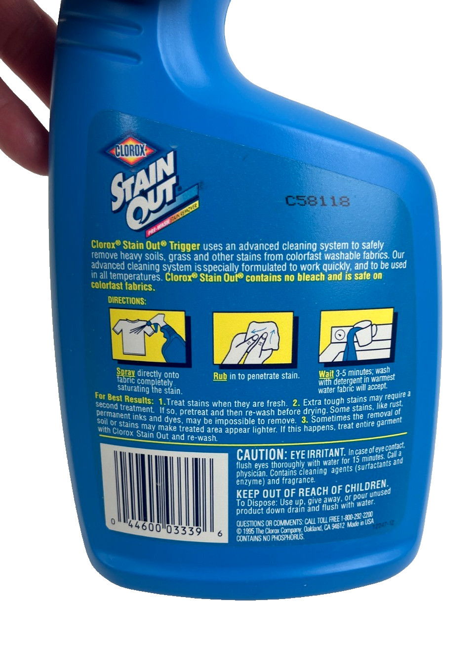 1995 Discontinued Clorox Stain Out Laundry Stain Remover Prop 24oz Color Safe