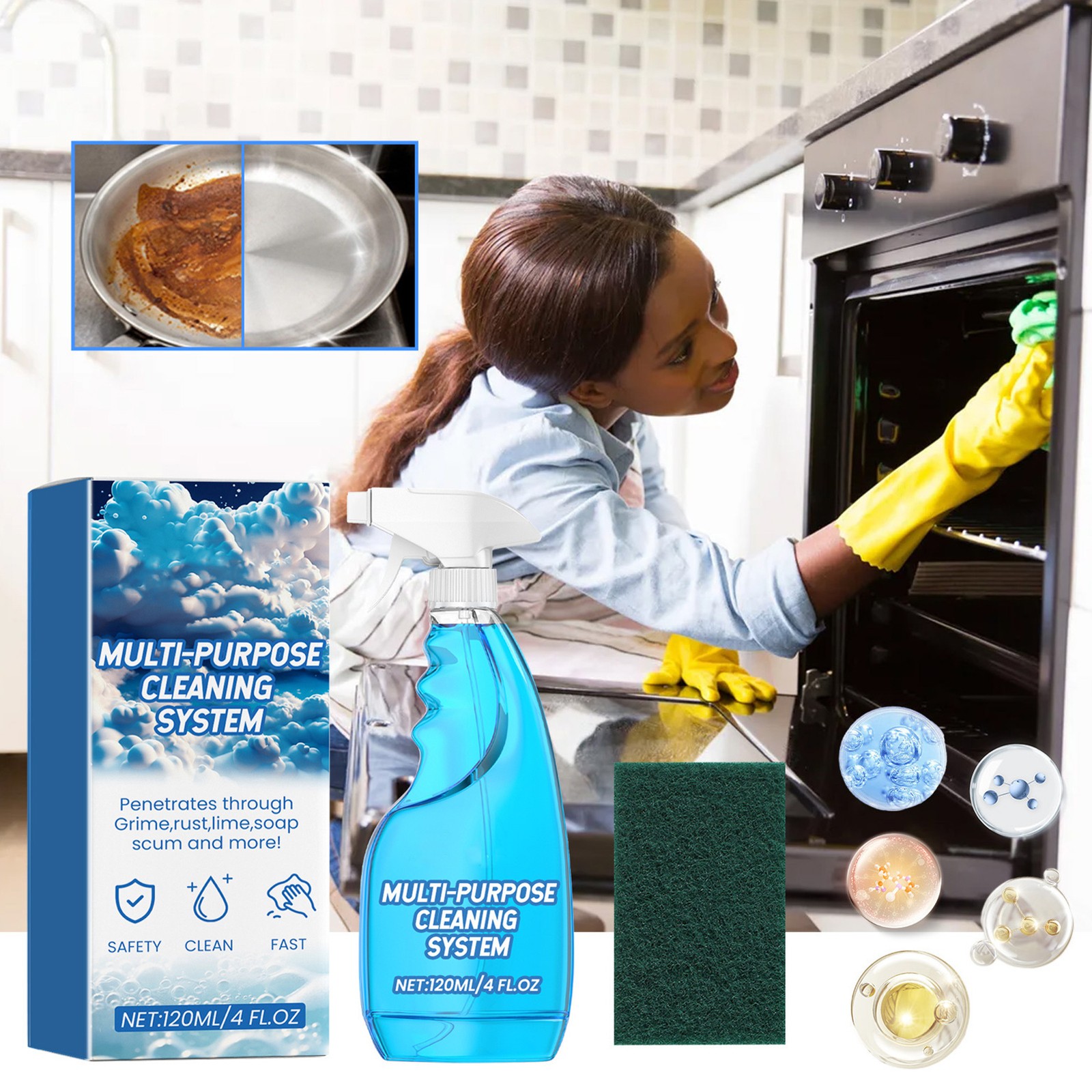 Kitchen Cabinet Steel Utensils Cleaning Spray All Purpose Cleaner Splash Spray