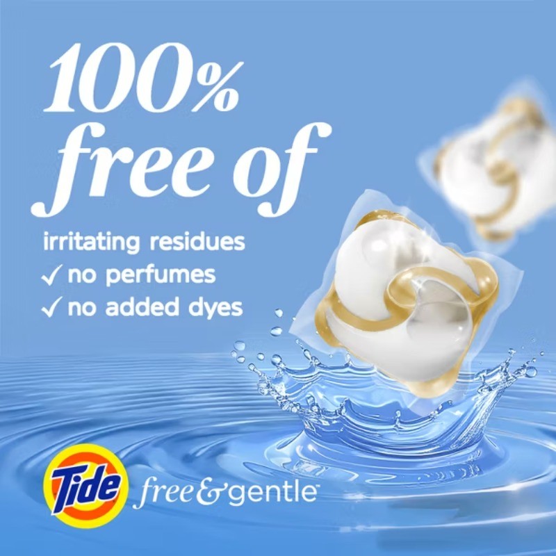 Tide Pods HE Compatible Laundry Detergent Pacs – Free & Gentle – 42ct/31oz