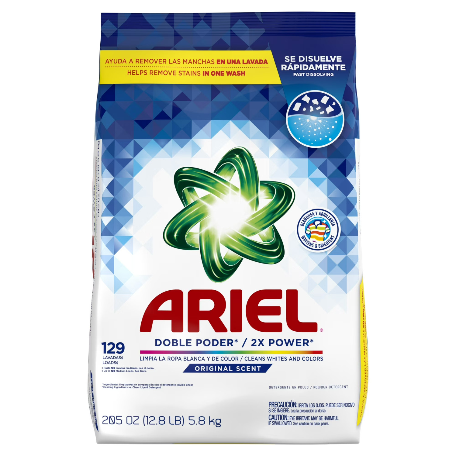 Ariel Laundry Detergent Powder Original Scent 5.8 kg 129 Loads