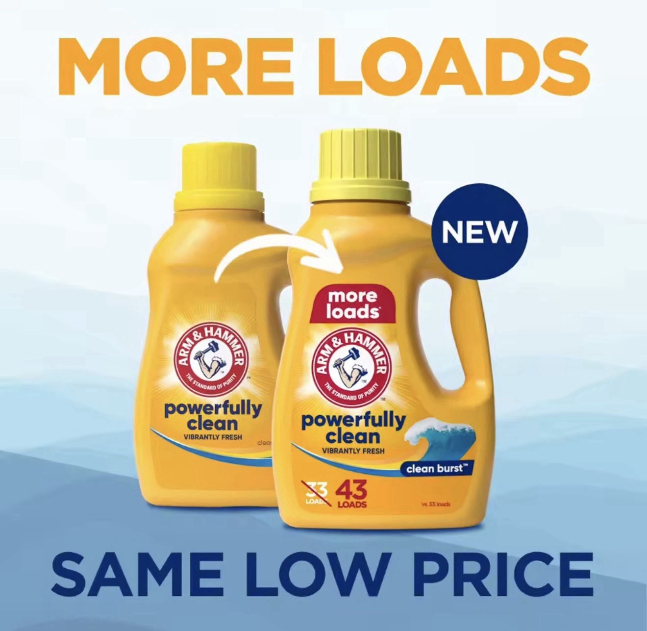Arm & Hammer Powerfully Clean Liquid Laundry Detergent Vibrantly Fresh 43 Loads