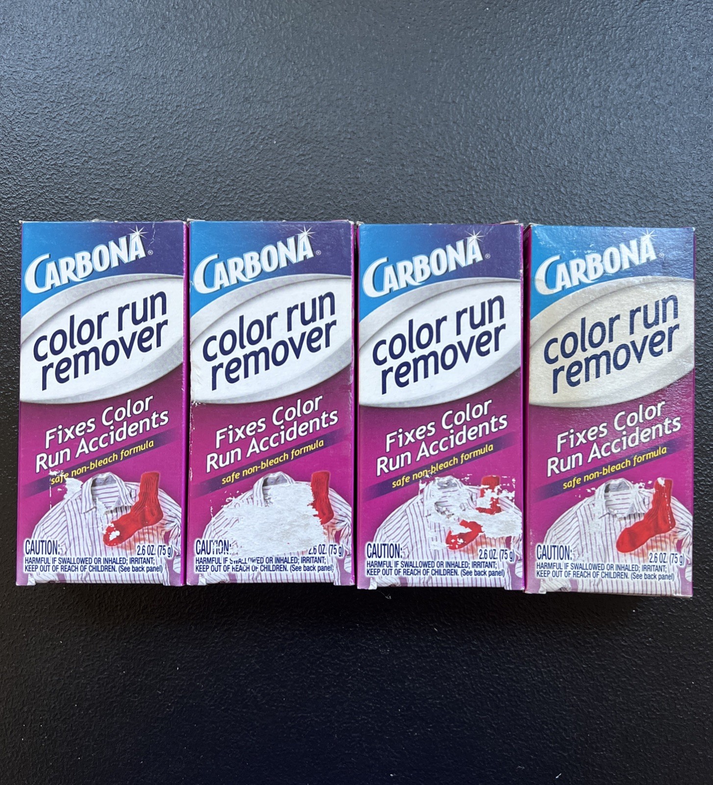 4 Pack Carbona COLOR RUN REMOVER Fixes Color Run Accidents Non-Bleach