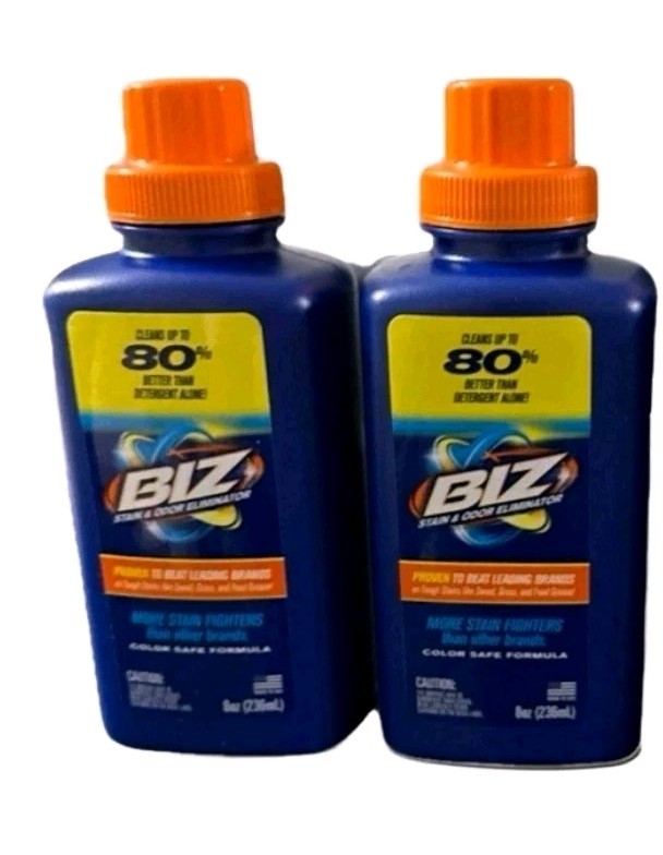 🧡 BIZ 🧡 (2-PACK) 8 Fl. Oz. 🫧 ●STAIN & ODOR ELIMINATOR● 🫧 Laundry 🫧 Booster.