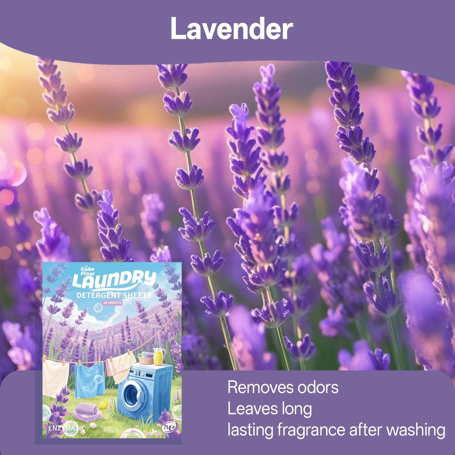 Laundry Detergent Sheets, 40 Loads, Lavender Scent