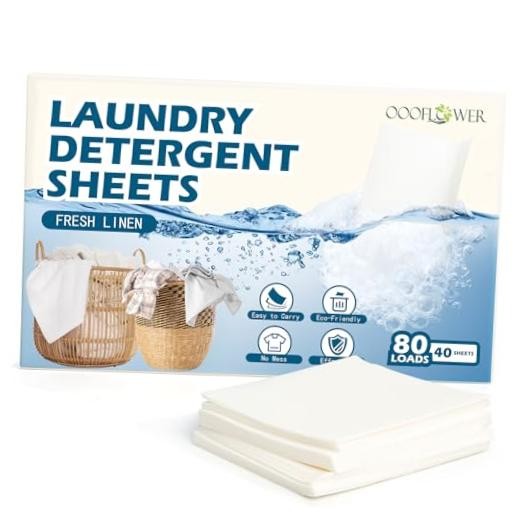 Laundry Detergent Sheets Up to 80 Loads (40 Sheets) Compact Washing Strips,