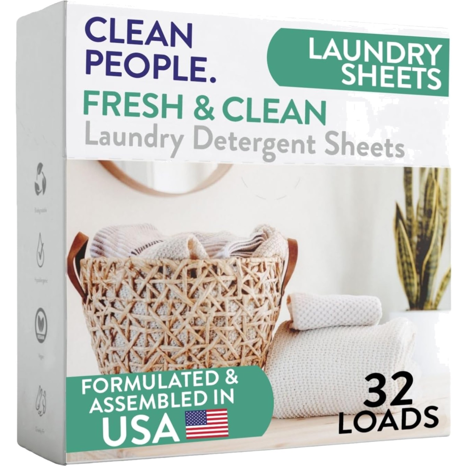 Laundry Detergent Sheets Eco-Friendly Fresh Scent 32 Pack