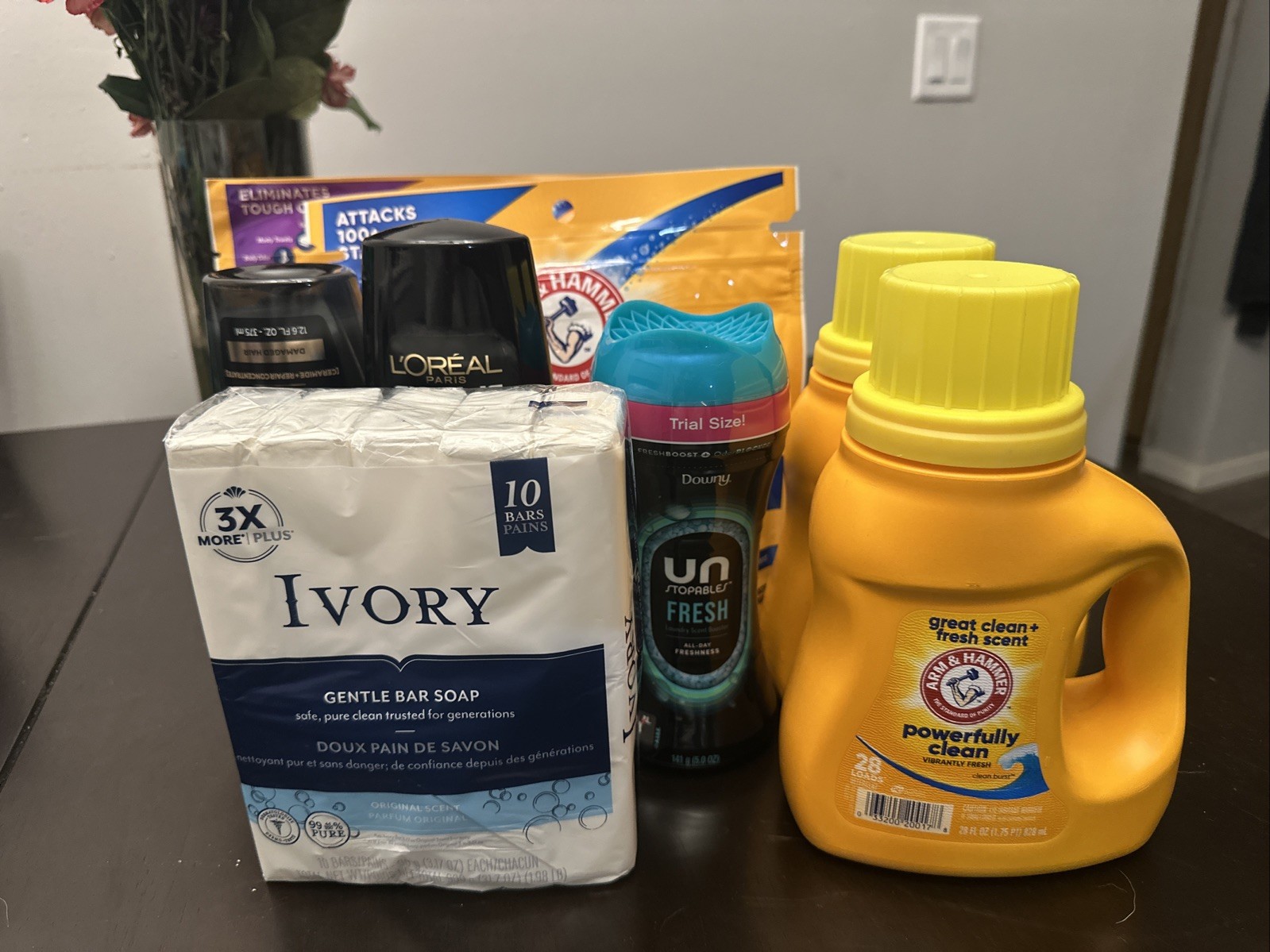Ivory Soap Bars, Downy Fresh Beads, L’Oreal Shampoo, Tide Detergent, Pods