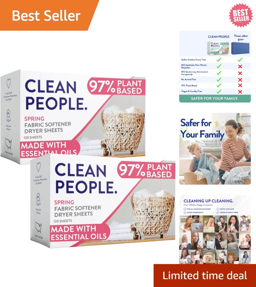 240 Eco-Conscious Dryer Sheets – Softens with Spring Essential Oils & No Toxins