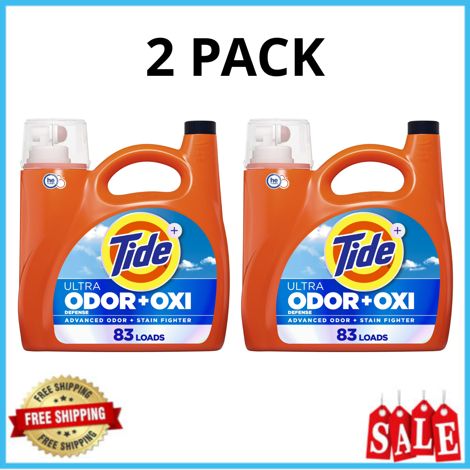 Tide Ultra Odor Defense Plus Oxi Liquid Laundry Detergent 117 oz 83 Loads 2 Pack
