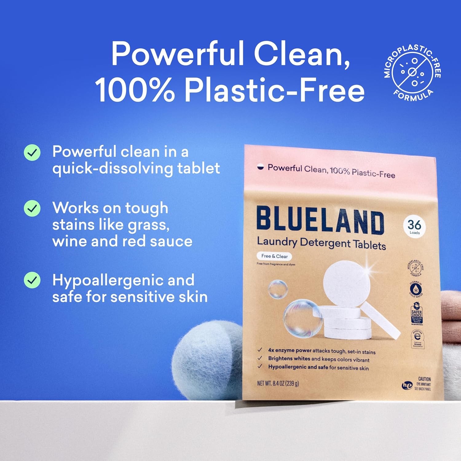 Laundry Detergent Tablets, 120 Count, Plastic-Free Eco-Friendly Pods, S