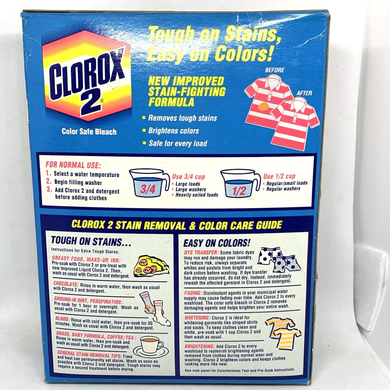 VTG Box Clorox 2 40oz 1995 Color Safe Bleach Movie Play TV Prop Small Amount