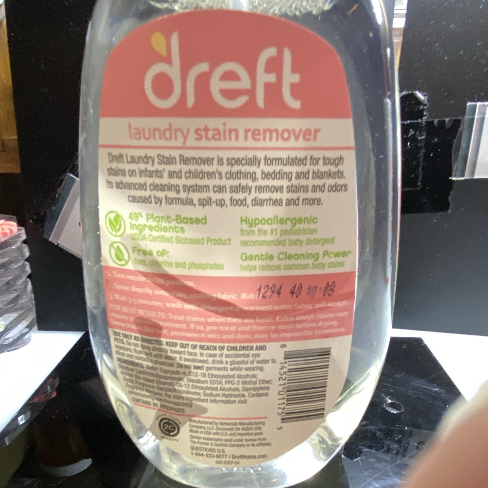 Dreft Laundry Stain Remover Spray 24 fl oz Hypoallergenic Plant-Based Unscented