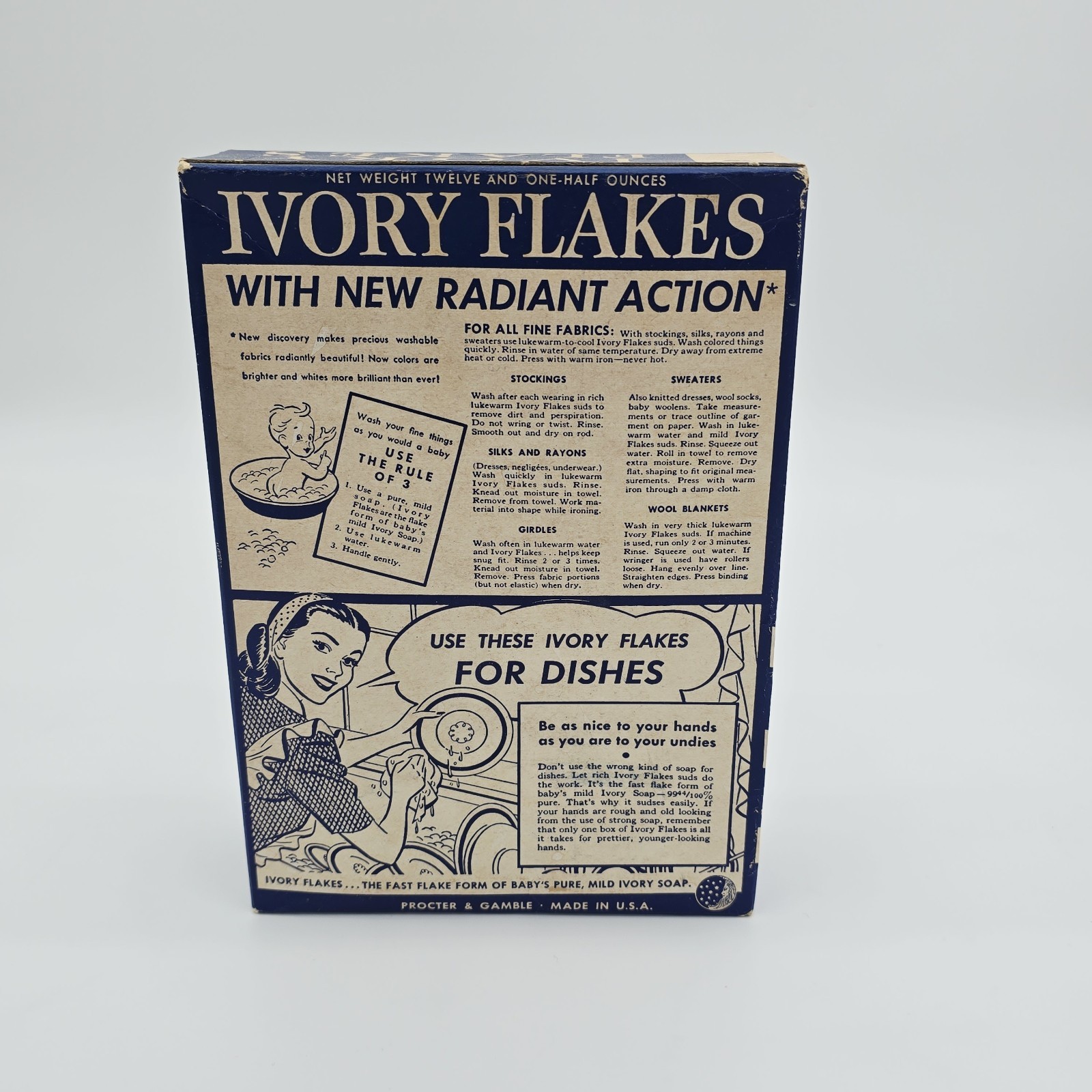 Vintage Ivory Snow Flakes Box Unopened Sealed Large Size Procter & Gamble Ad