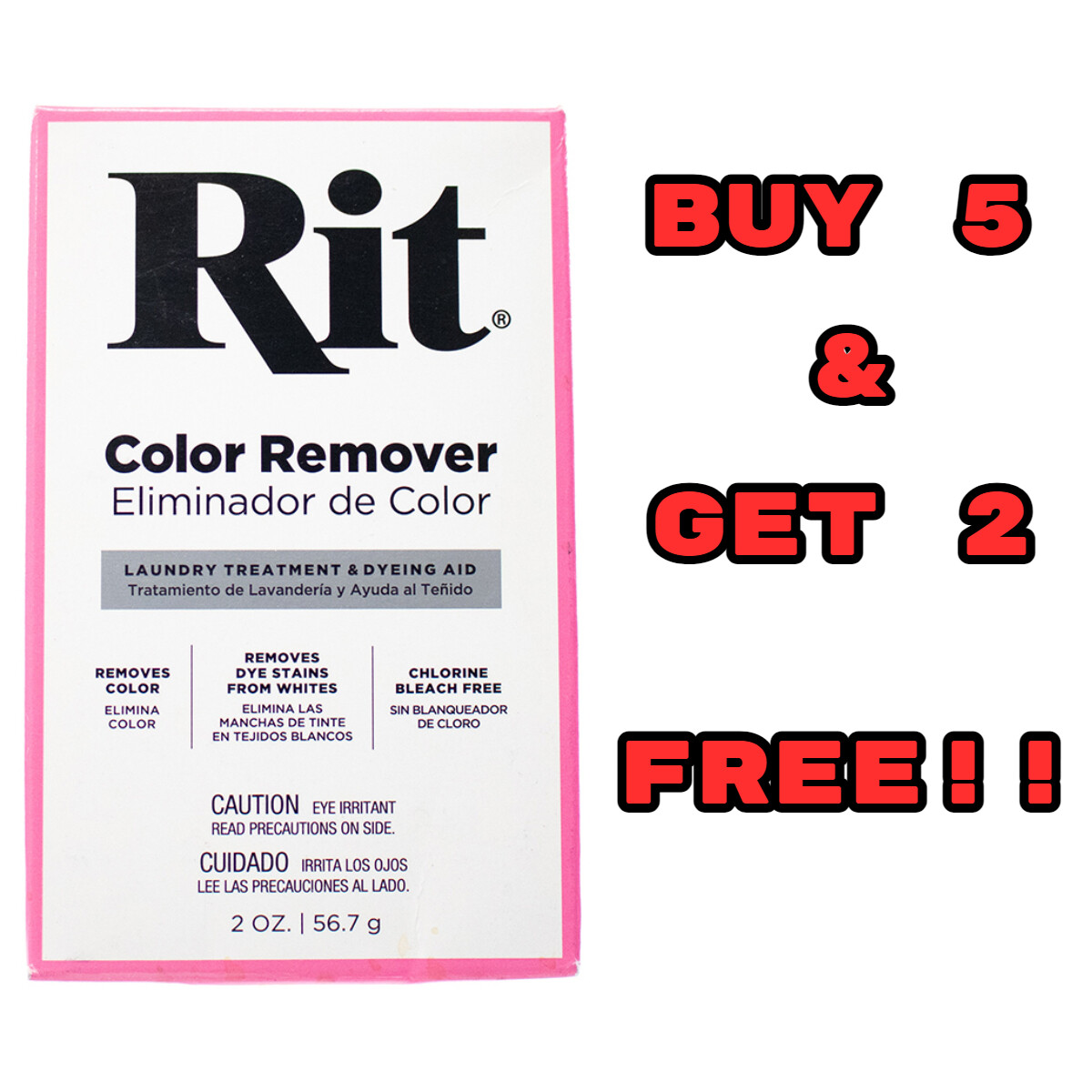 Craft County RIT DYE Powder – Color Remover – 2.0 Oz – BUY 5, Get 2 FREE !!!!