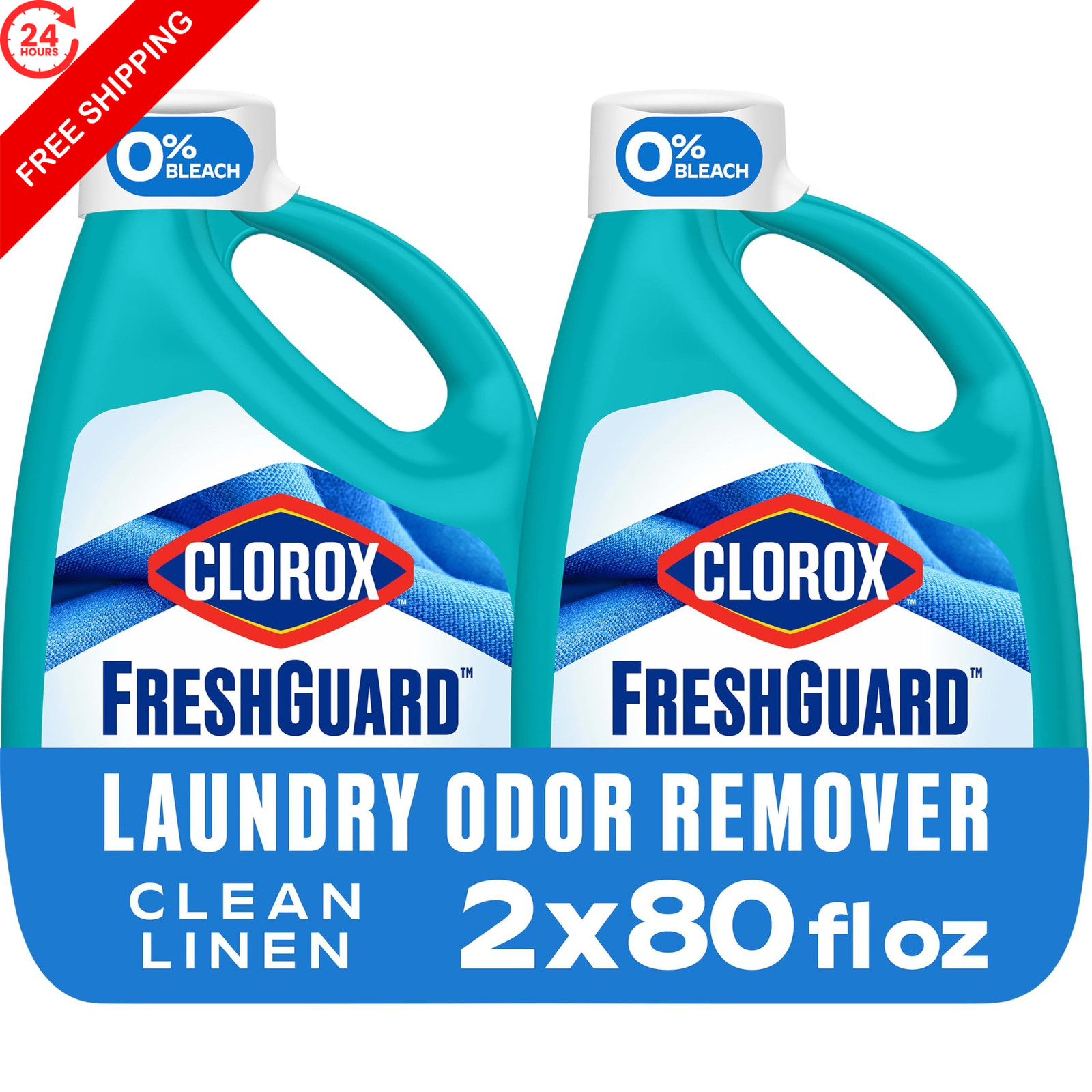 Clorox FreshGuard Laundry Odor Remover, Clean 160 Fl Oz (Pack of 1), Blue