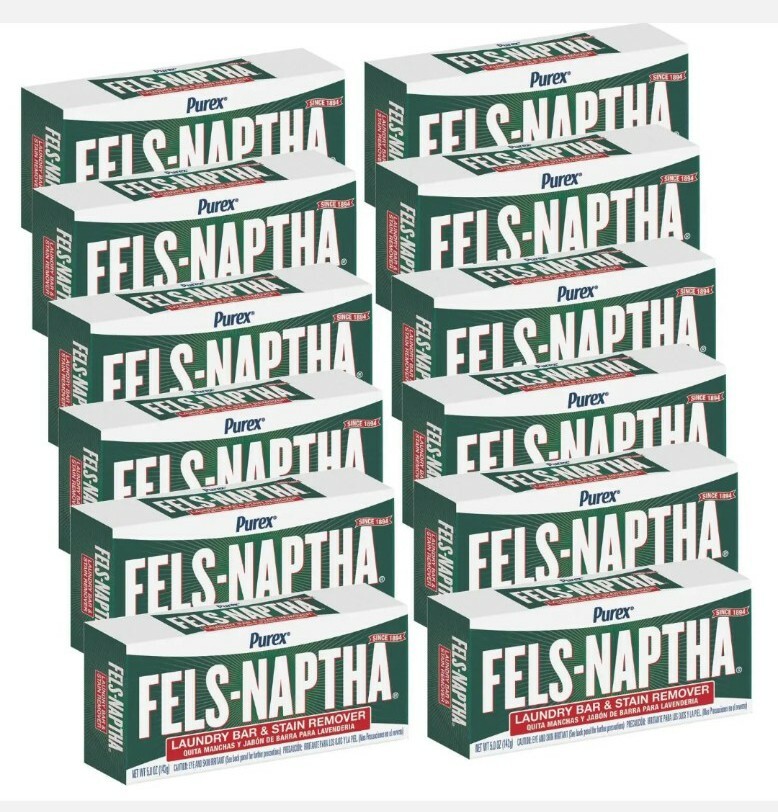 Pack of 12 Purex Fels Naptha Laundry Cleaning Bar and Stain Remover 5 Ounce