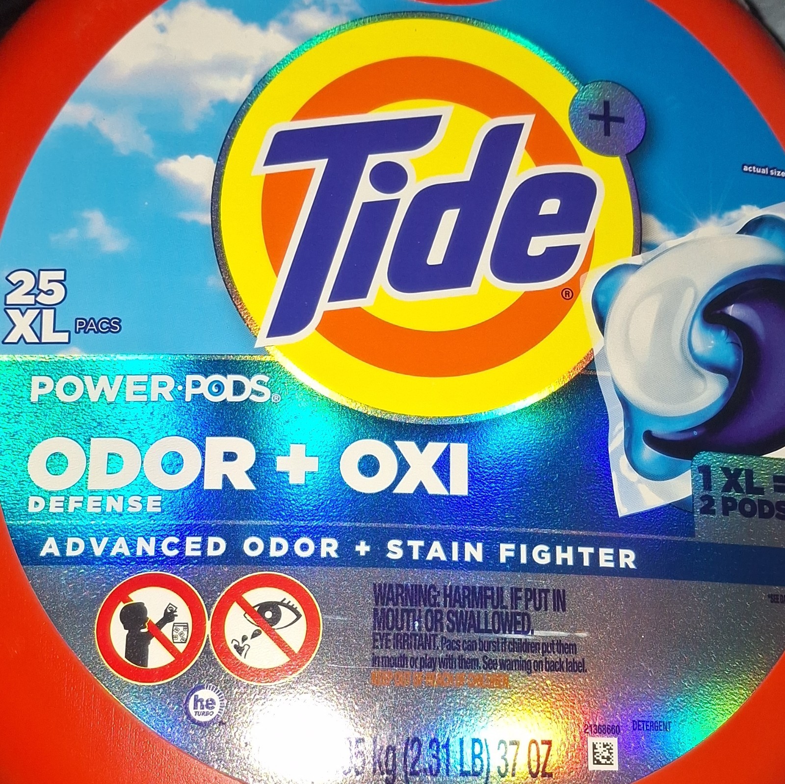 Tide Power Pods Odor + Oxi Defense HE Laundry Detergent Pods, 25 Pacs/Loads