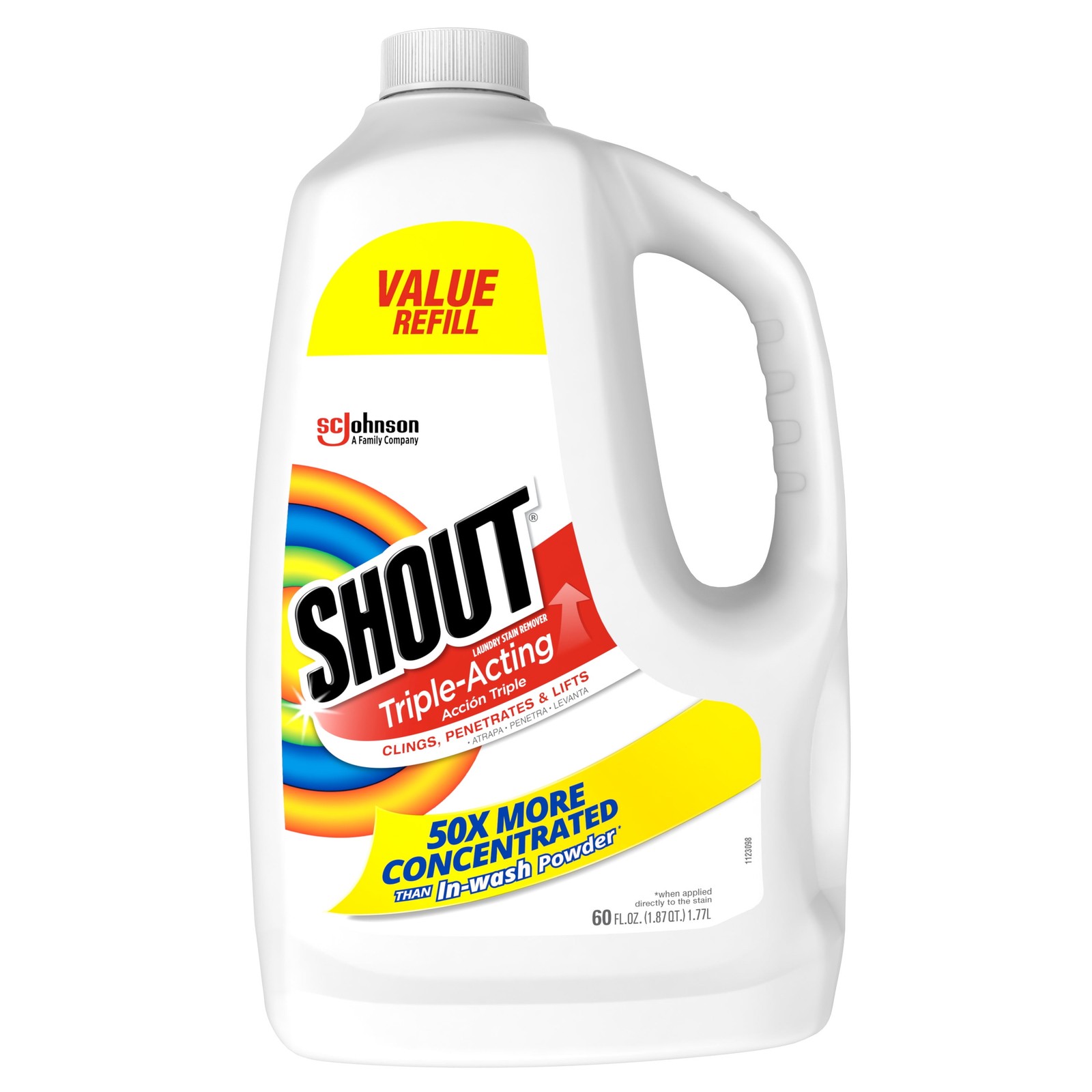 (3 pack) Shout Triple-Acting Refill, Laundry Stain Remover, 60 Ounce