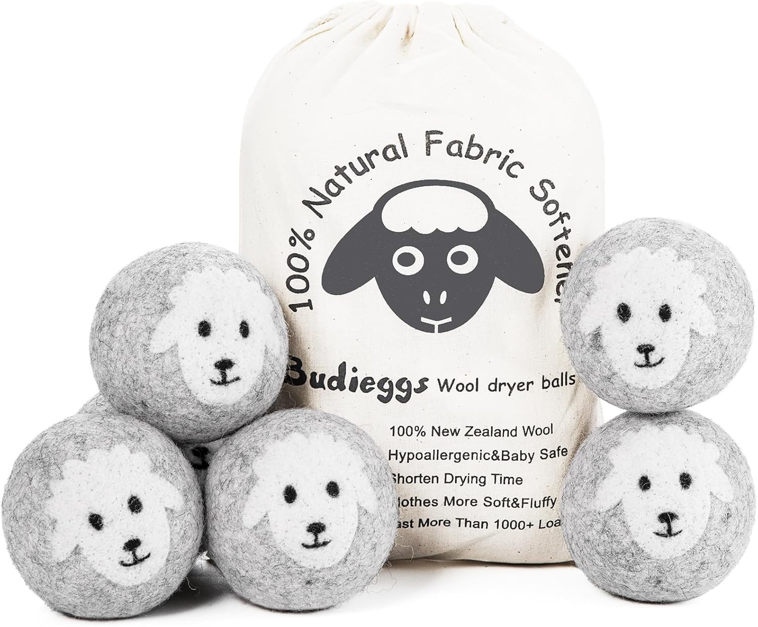 Hypoallergenic Wool Dryer Balls 6-Pack – Reduce Wrinkles & Shorten Drying Time