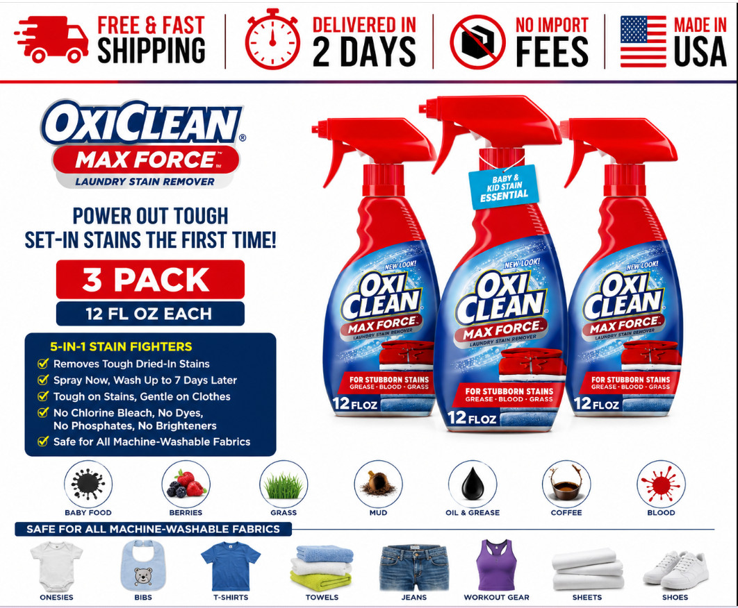**12 fl oz 3-Pack OxiClean Max Force Laundry Stain Remover Spray – Baby & Newbor