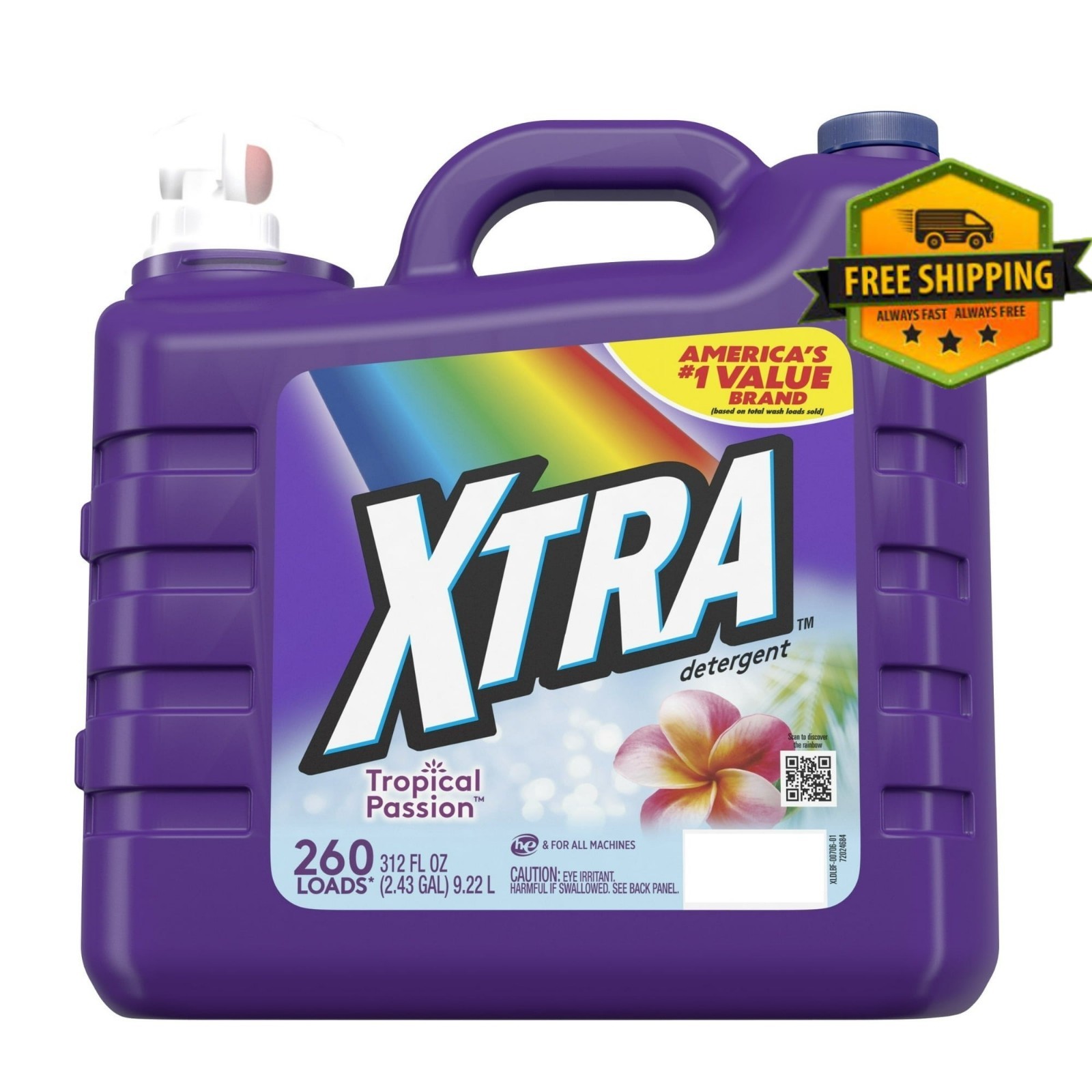 Xtra Tropical Passion Liquid Laundry Detergent, 312 fl oz, 260 Loads
