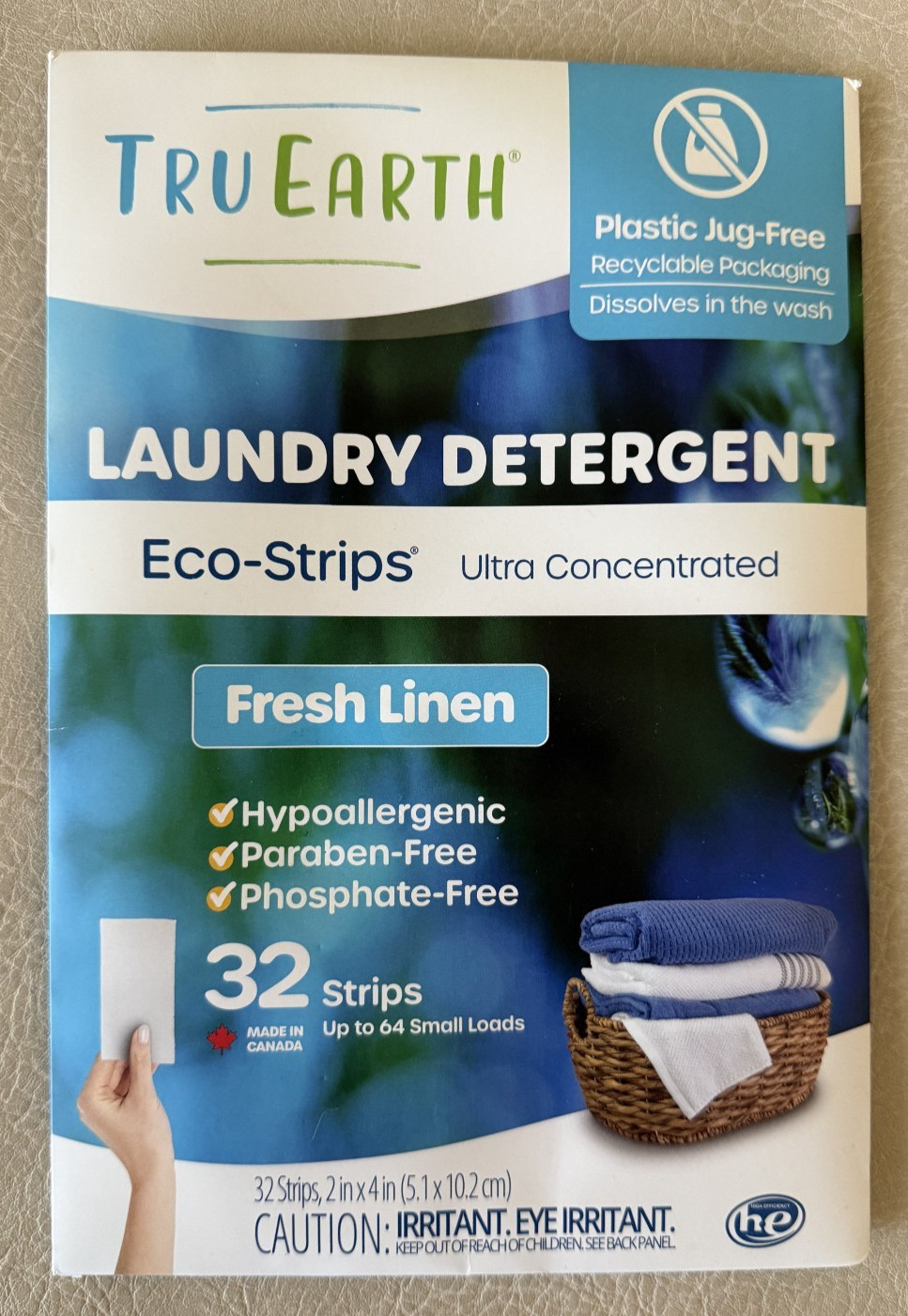 Tru Earth Laundry Detergent Eco-Strips Ulta Concentrated Fresh Linen 32 Strips
