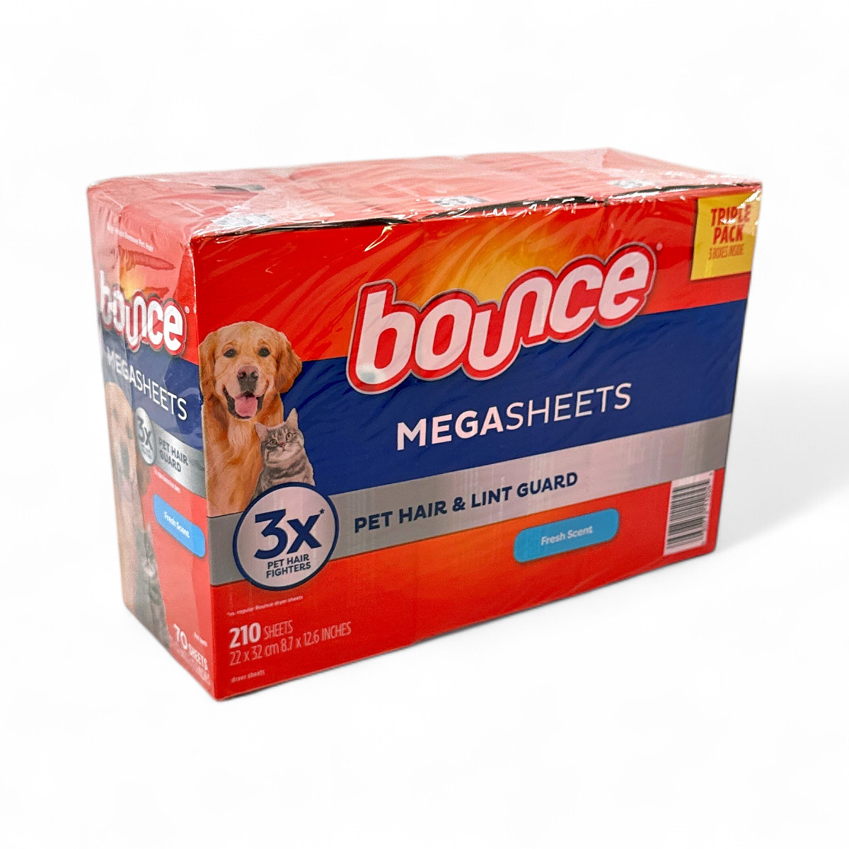 Bounce Pet Hair + Lint Guard Mega Dryer Sheets, Fresh Scent – 210 Count
