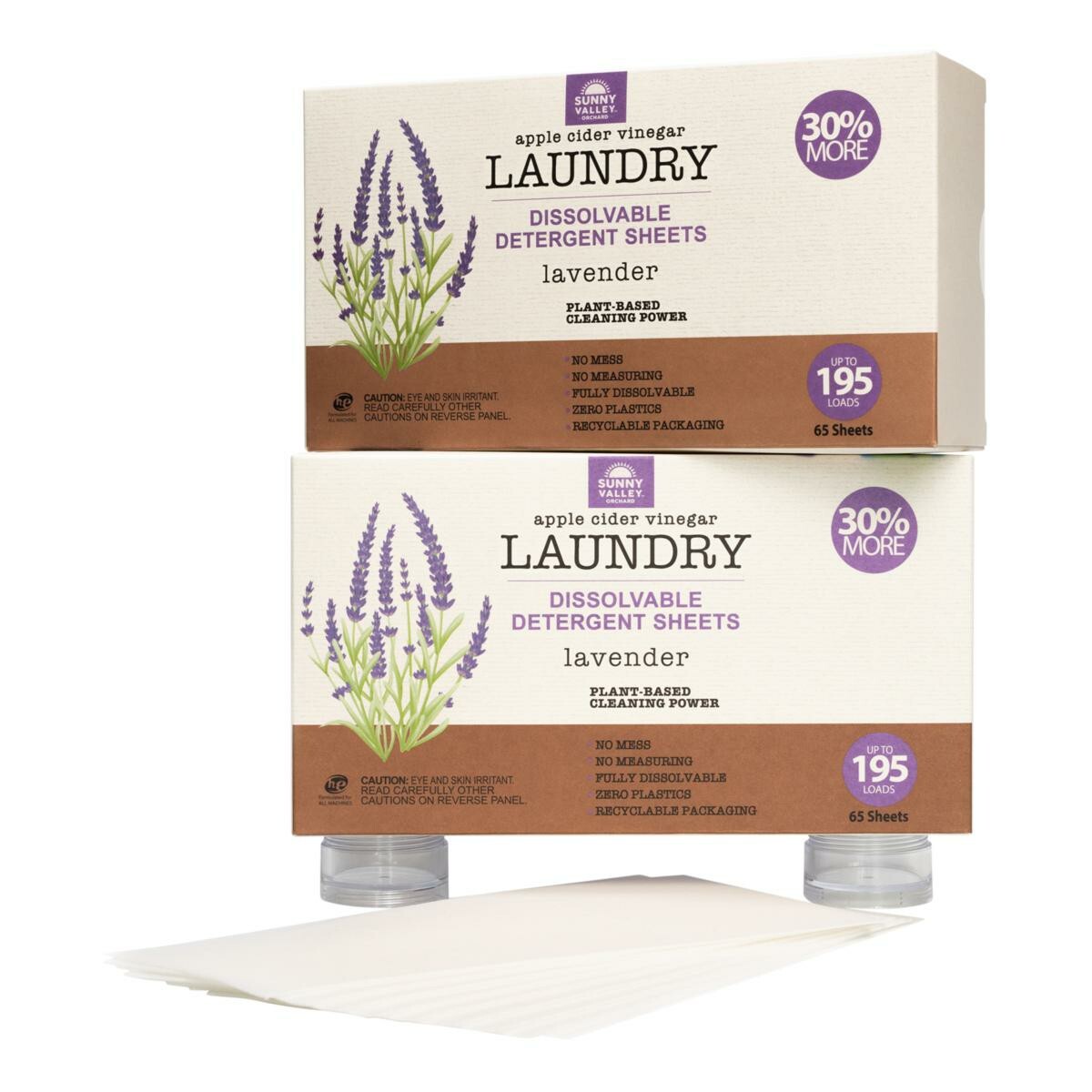 Sunny Valley Orchard Detergent Sheets Set of 2 Lavender 130 Sheets 390 Loads