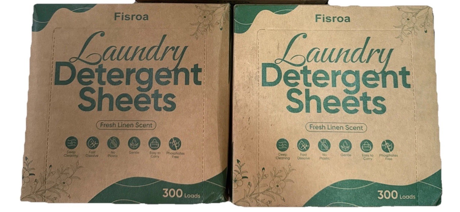 Fisroa Travel Laundry Detergent Sheets 300 Loads – Linen Scent – 2 TOTAL