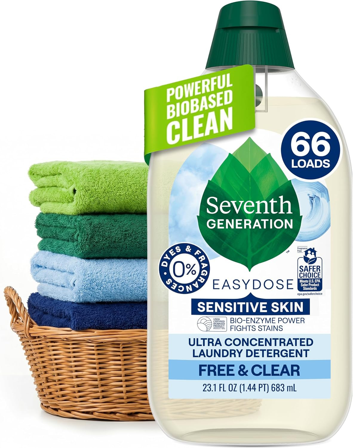 Seventh Generation Laundry Detergent, Ultra Concentrated EasyDose, Free & Clear,