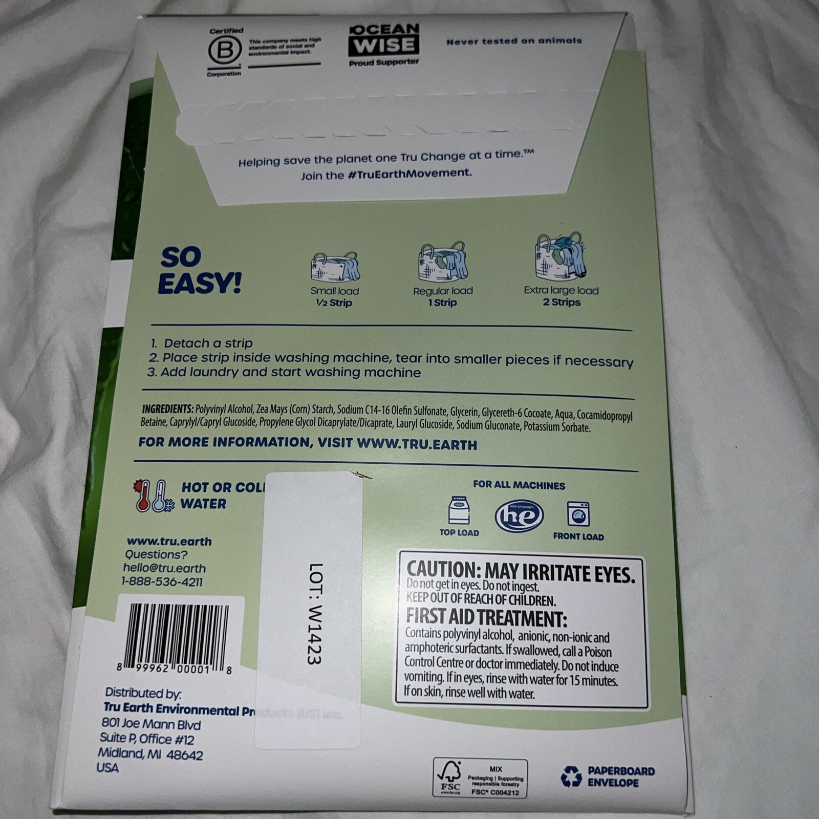 Tru Earth Eco-Strips Fragrance Free Laundry Detergent (2) Pack 64 Strips