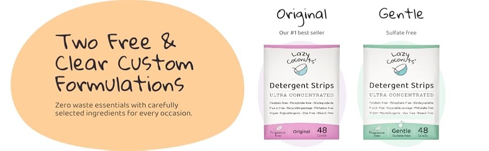 LAZY COCONUTS Eco Friendly, Plant Powered Laundry Detergent Strips – Fragrance