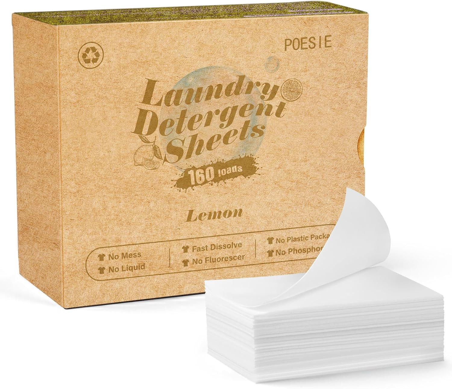 Laundry Detergent Sheets Fresh Scent 160 Count Hypoallergenic Non Plastic