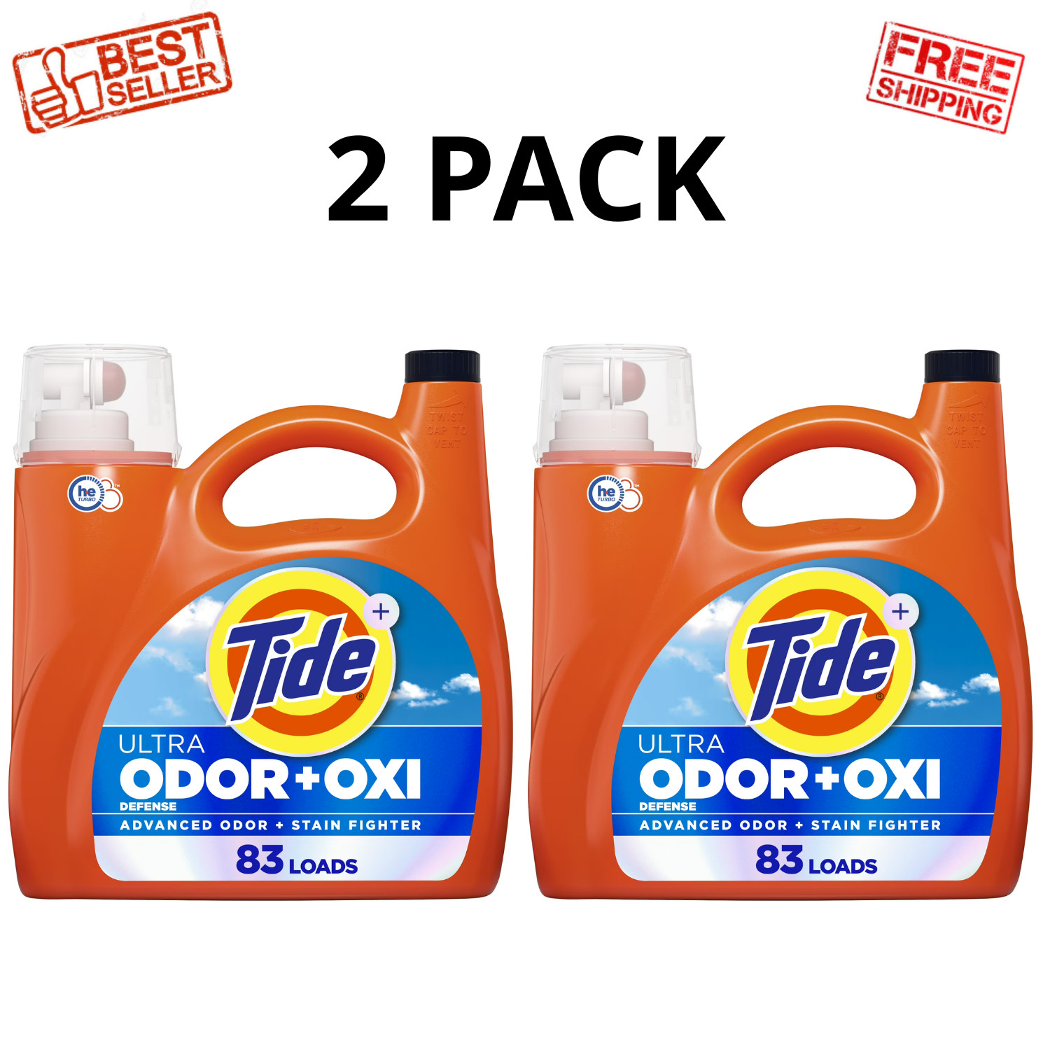 Tide Ultra Odor Defense Plus Oxi Liquid Laundry Detergent 117 oz 83 Load, 2 Pack
