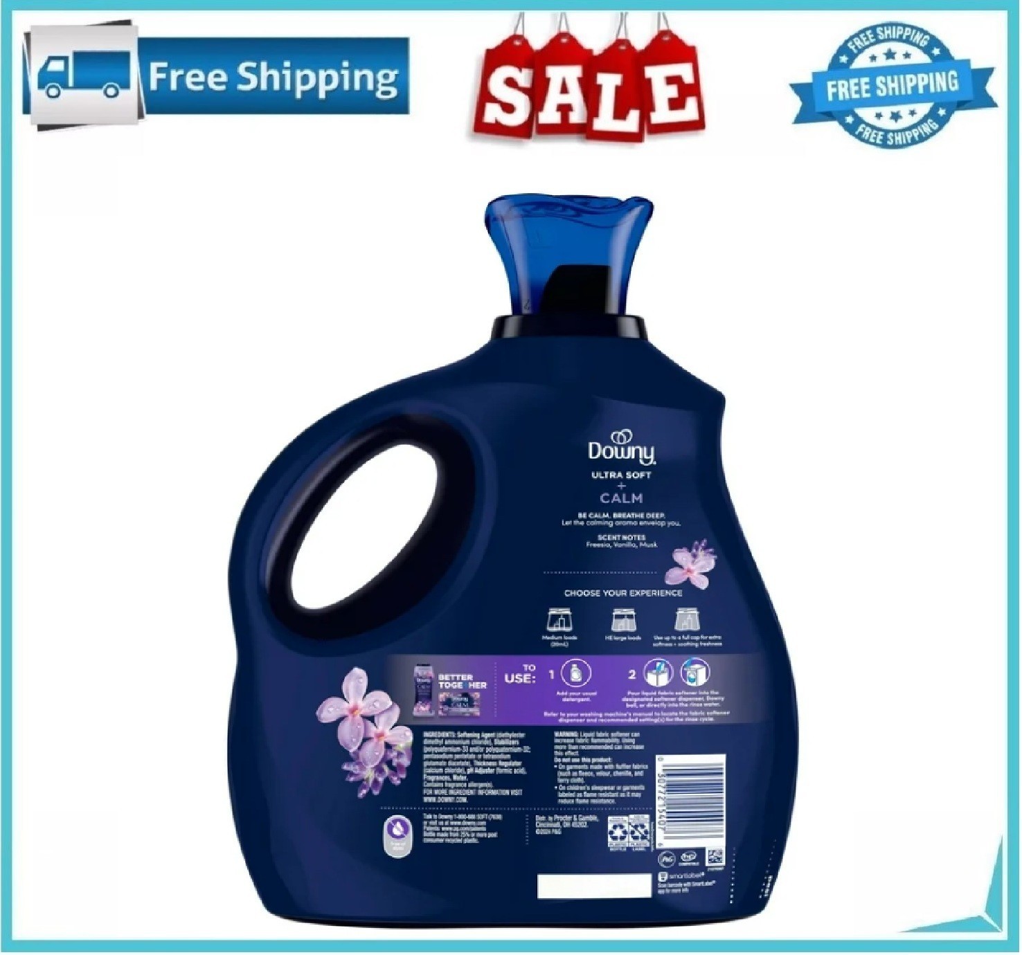 Downy Ultra Soft + Calm Fabric Softener, Lavender & Vanilla Bean,93 fl oz