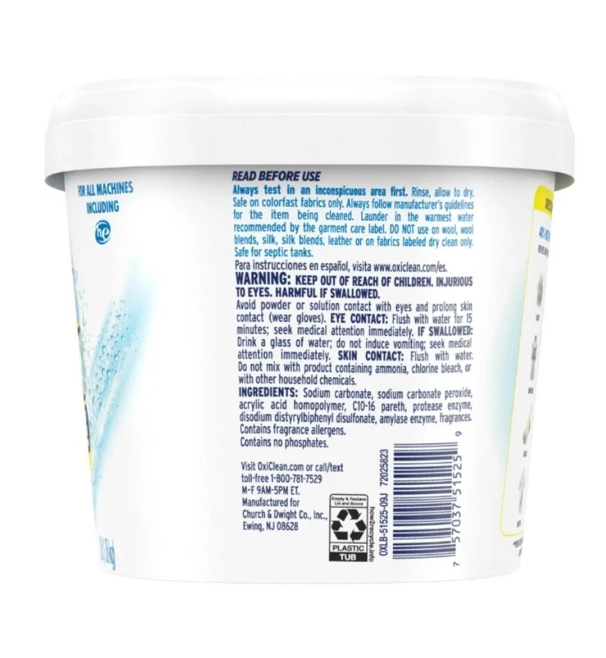 OXI CLEAN WHITE REVIVE CHLORINE FREE POWDER DETERGENT BOOSTER 3 Lb. 65 LOADS