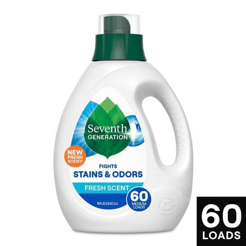 Laundry Detergent 60 Loads Fresh Scent 90oz: No Phosphate, No Animal By-Product